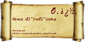 Onea Árvácska névjegykártya
